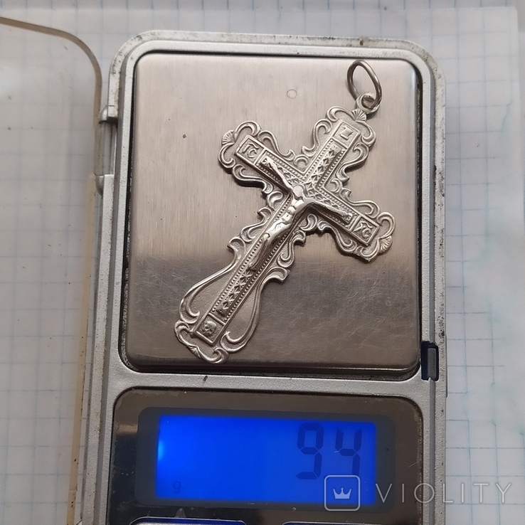 Крупный кулон крест серебро 9,4 грам длина 6 см, фото №11