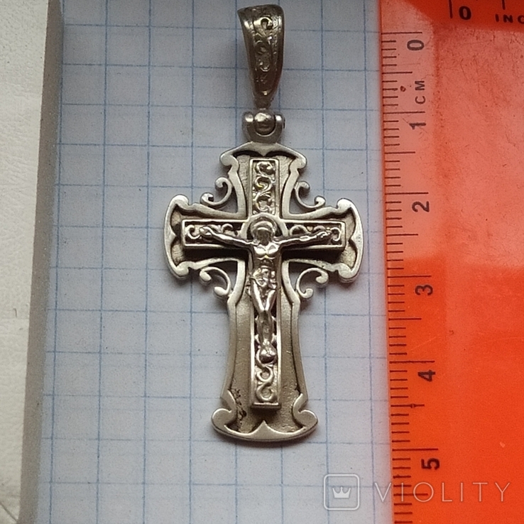 Крупный кулон крест серебро 6 грам, длина 5 см, фото №2