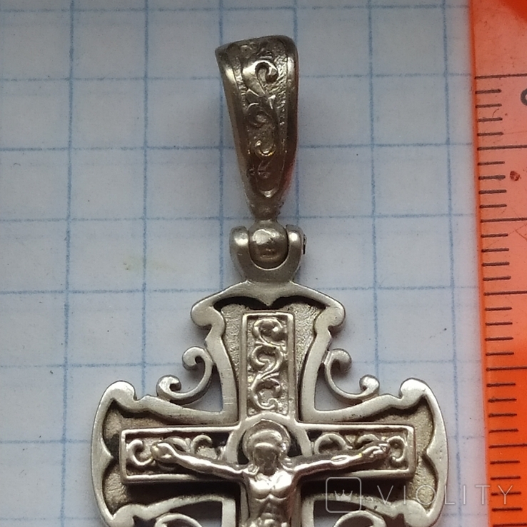 Крупный кулон крест серебро 6 грам, длина 5 см, фото №10