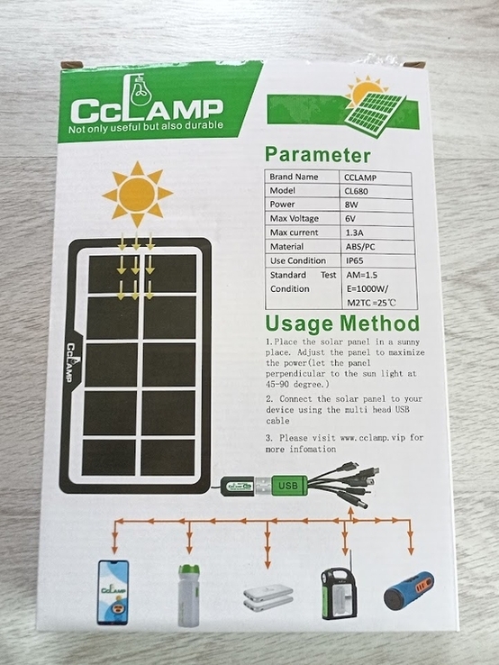 Солнечная панель зарядка Cclamp CLl-680 с USB выходом, фото №4