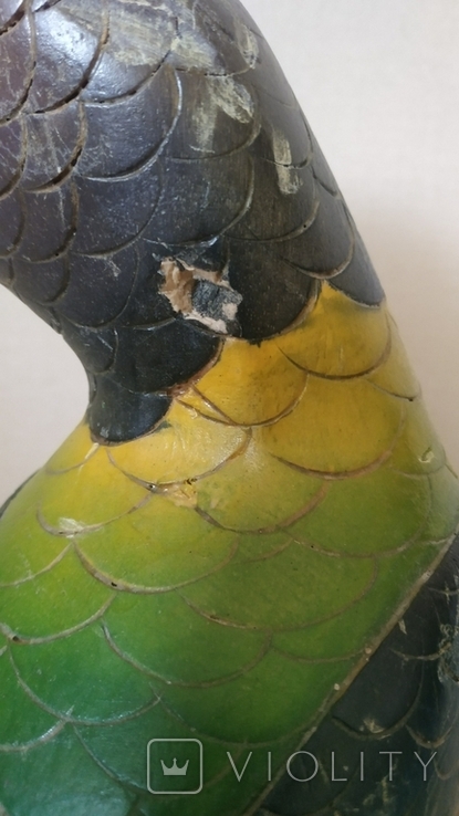 Винтажный резной попугай 30см, фото №5