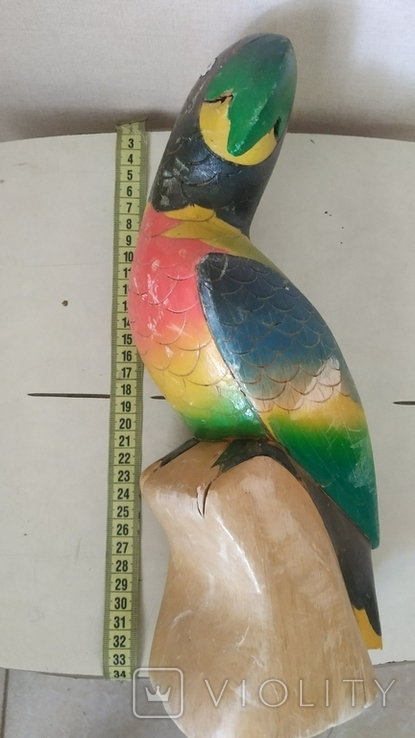 Винтажный резной попугай 30см, фото №8