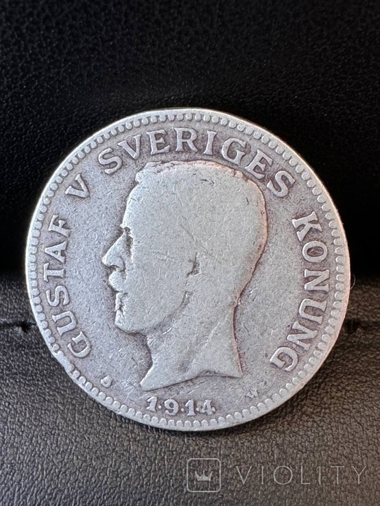 1 крона, Швеция, 1914 г., серебро, фото №2