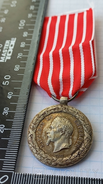Медаль Итальянской Кампании 1859 года, серебро, ~15 грамм, Франция, фото №6