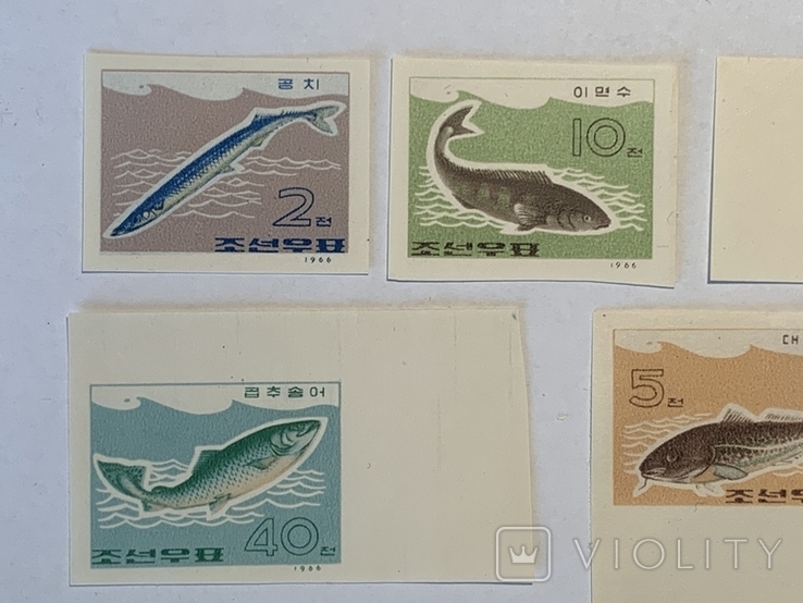 Серия марок Рыбы Корея 1966г, фото №3