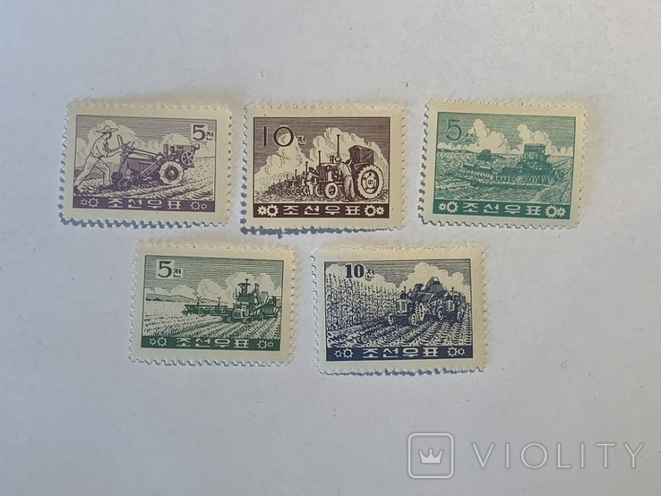 5 марок Механизмы сельского хозяйства Корея 1961г, фото №2