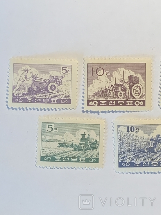 5 марок Механизмы сельского хозяйства Корея 1961г, фото №3
