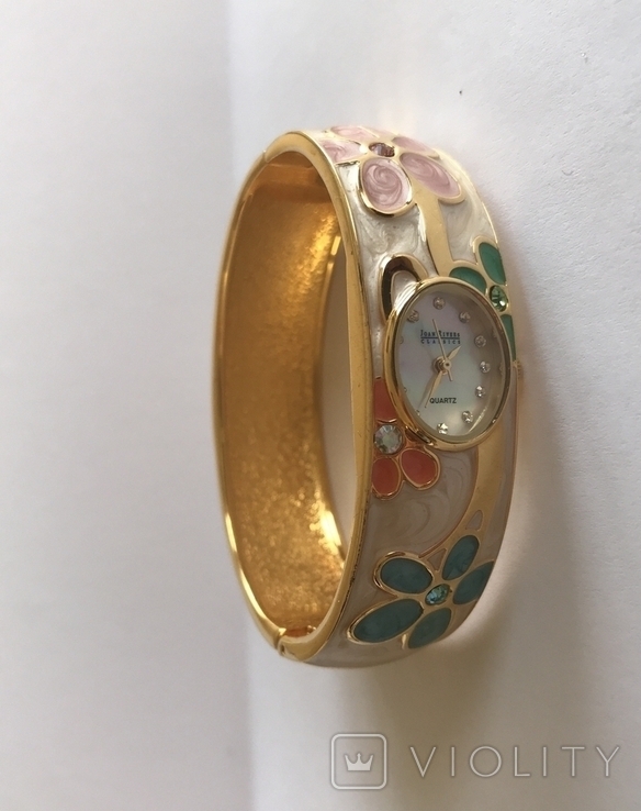 Жіночій годинник Joan Rivers перламутр браслет перегородчата емаль, фото №3