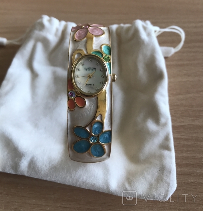 Жіночій годинник Joan Rivers перламутр браслет перегородчата емаль, фото №10