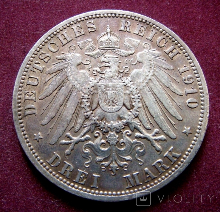 3 марки 1910р. Вiльгельм II. Прусiя, фото №3