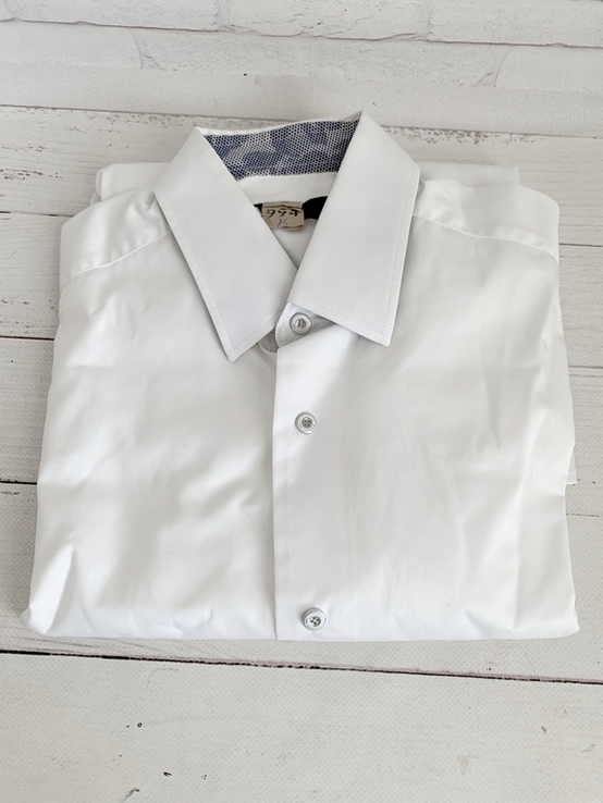 Чоловіча біла класична сорочка, KARL LAGERFELD розмір 38/96 на кнопках, приталена, numer zdjęcia 9