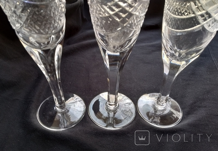 Большие бокалы для шампанского 3 шт. хрусталь из ссср., фото №5
