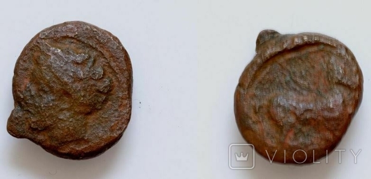 КАРФАГЕН. 400-350 рр до н.е. 16 мм 4,2 г Голова Таніт у вінку. Кінь галопом