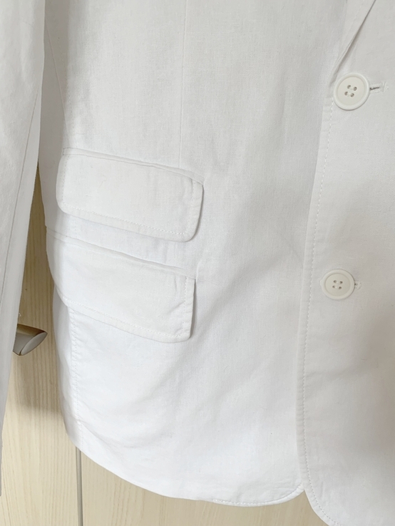 Чоловічий літній білий бавовняний піджак SASCH, розмір L. майже новий, фото №4