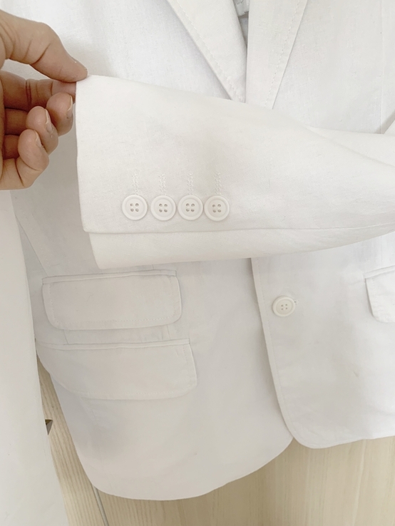 Чоловічий літній білий бавовняний піджак SASCH, розмір L. майже новий, numer zdjęcia 5