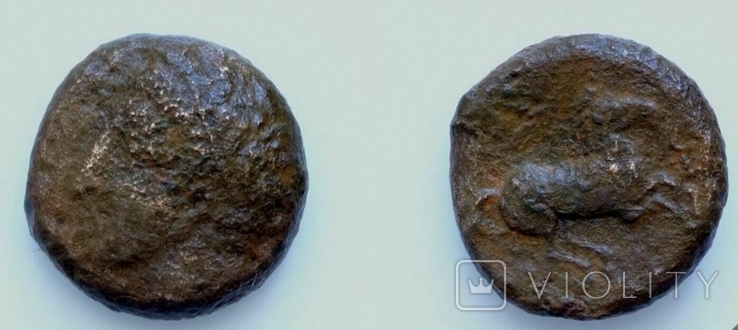 КАРФАГЕН. 400-350 р. до н.е. 14 мм 4,6 г Таніт, Кінь що скаче галопом,