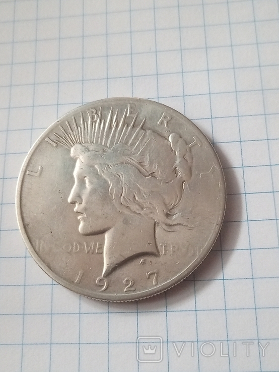 1 доллар США 1927 г. Серебро.Филадельфия, фото №2