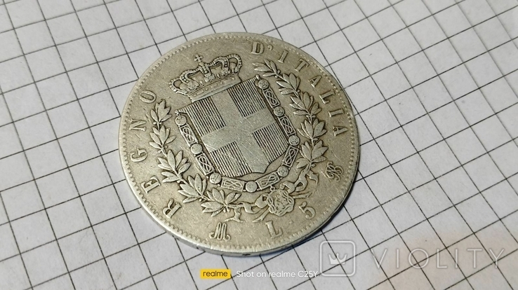 Монета 5 L 1874р. Срібло 24.8 грам., фото №10