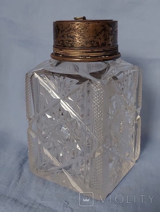 Чайница резной хрусталь серебро, фото №2