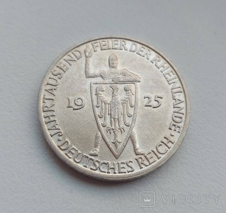 Німеччина 3 марки 1925 р. Рейнланд, фото №2