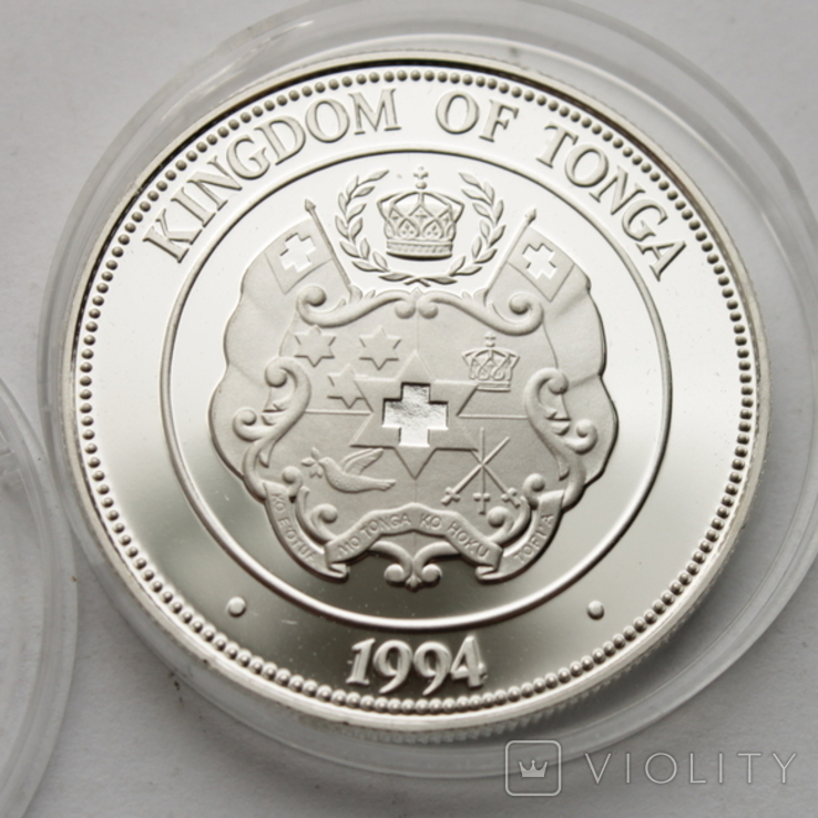 Серебряная монета 1oz XXVI летние Олимпийские Игры Атланта 1996 "Метание Копья" 1 паанга, фото №7