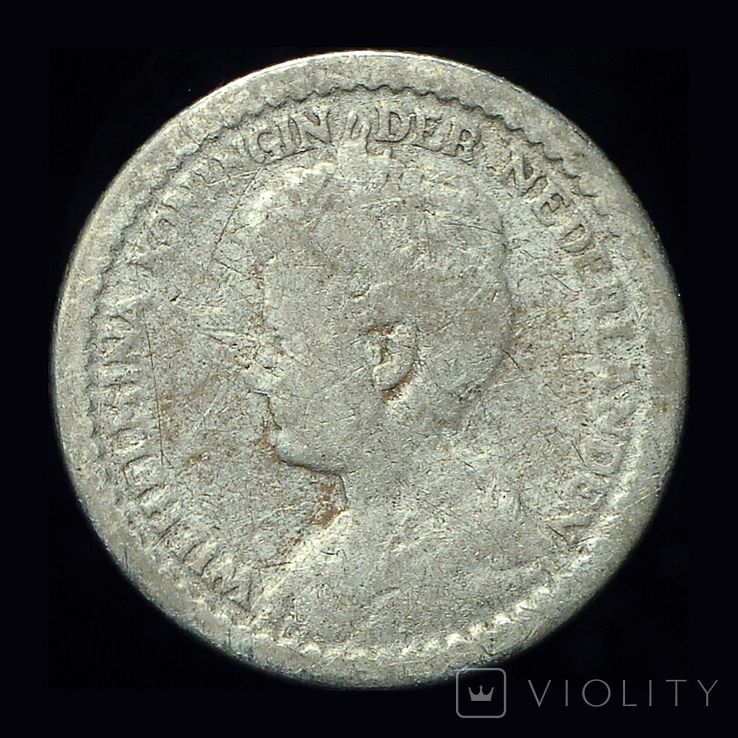 Нидерланды 10 центов 1937 серебро, фото №2