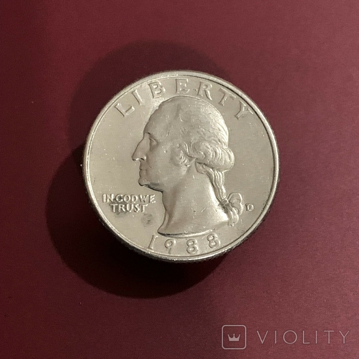 25 центів США, 1/4 долара, 1988, "D" - Денвер, фото №2