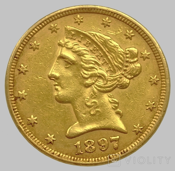 5 доларів 1897 року, США, фото №2