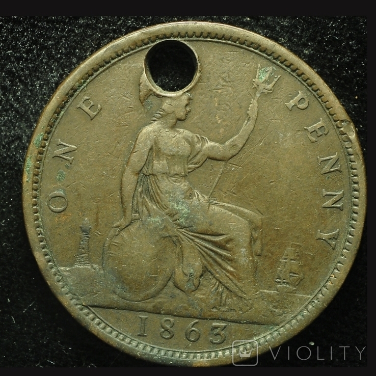 Великобритания 1 пенни 1863, фото №3