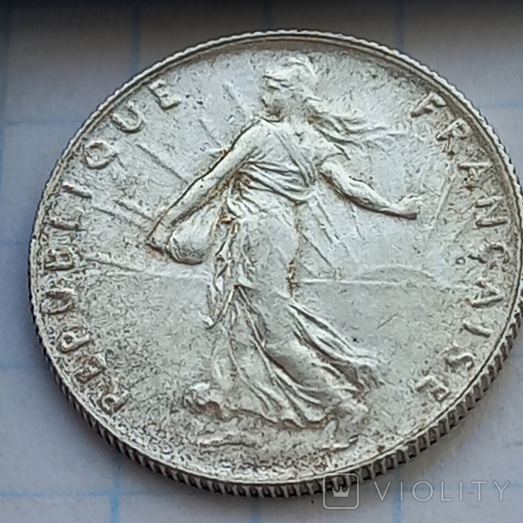 50 сантимов, Франция, 1918 год, "сеятельница", серебро 0.835 2.50 грамма, фото №5