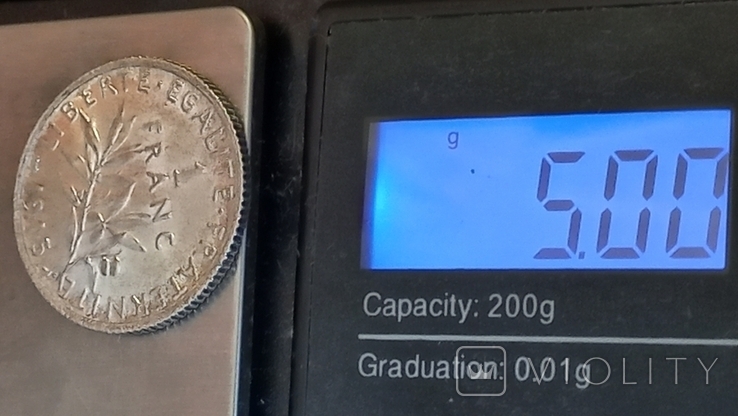 1 франк, Франция, 1915 год, "сеятельница", серебро, 835-я проба, 5.00 грамм, фото №6