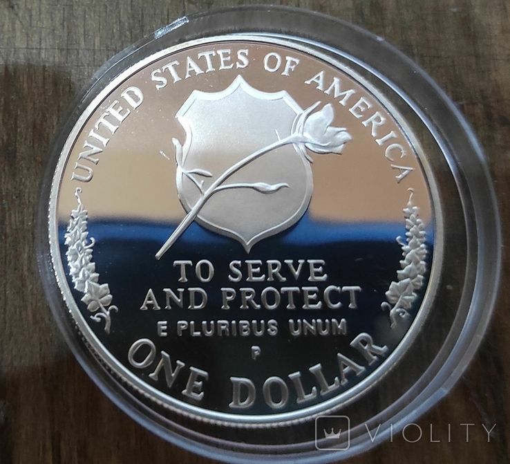 США 1 доллар 1997 г. Национальный Мемориал сотрудников правоохранительных органов Серебро, фото №3