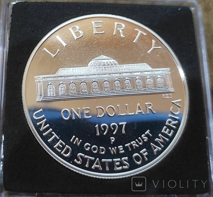 США 1 доллар 1997 г. 175 лет Ботаническому саду Серебро, фото №3