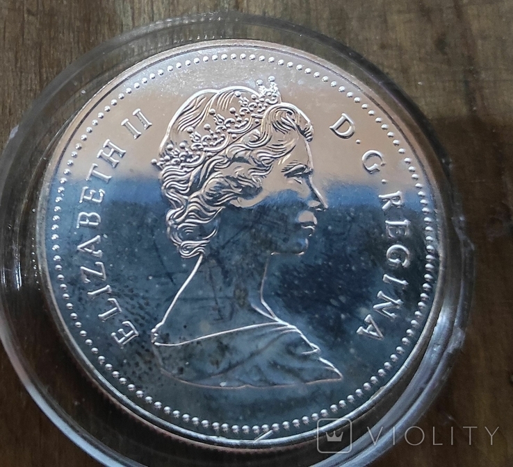  Канада 1 доллар 1986 г. Серебро. 100-летие Ванкувера. Паровоз. Елизавета II., фото №3