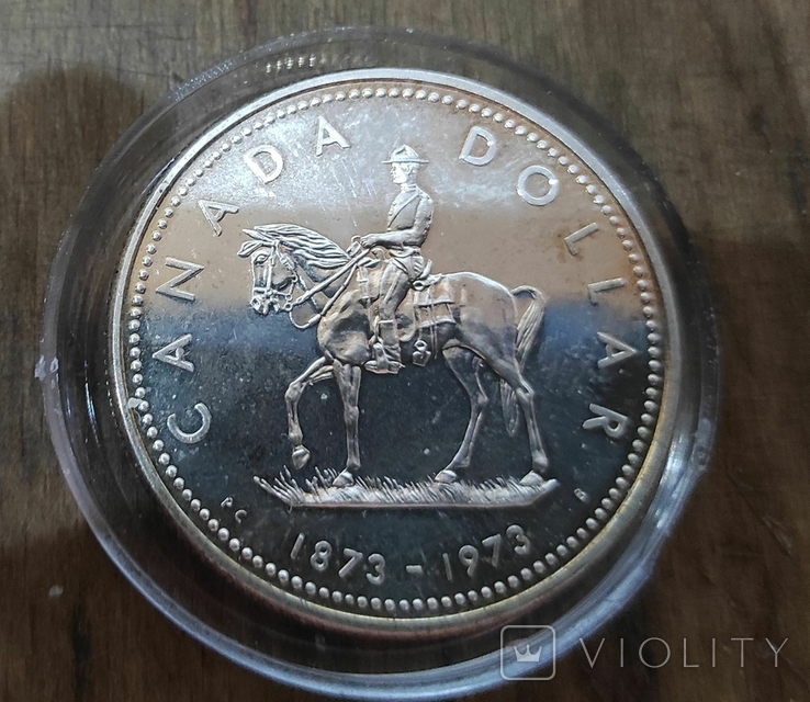Канада 1 доллар 1973 г. Серебро. Полицейский канадской конной полиции, фото №2