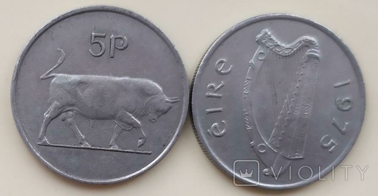 Ireland Ирландия - 5 Pence 1975 - v