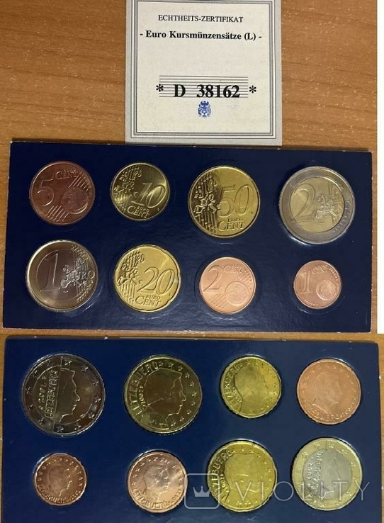 Luxembourg Люксембург - набор 8 монет 1 2 5 10 20 50 Cent 1 2 Euro 2002 in folder