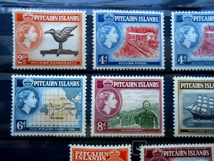1957 г. Великобритания колонии Питкерн Pitcairn Islands (**) 13 марок, фото №3