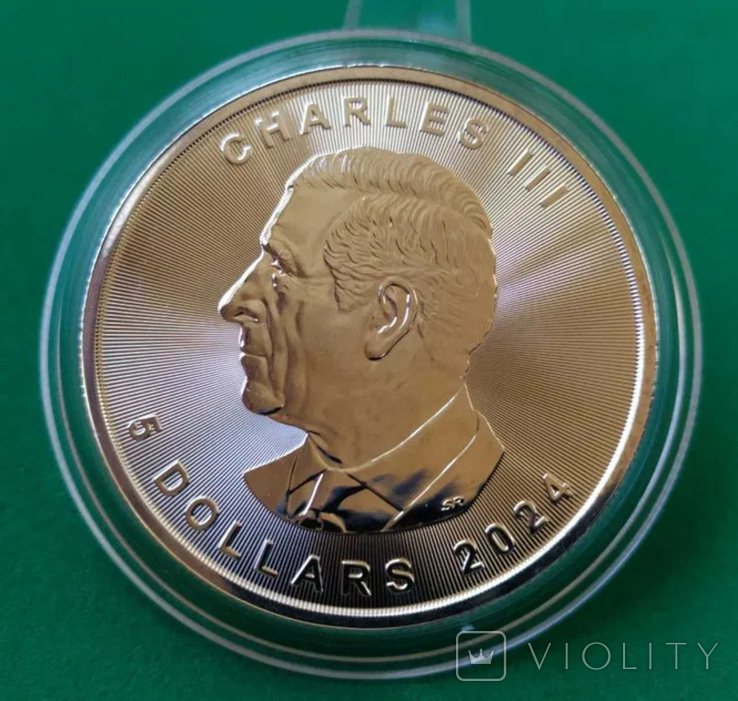 Канадский Кленовый Лист 2024. 5 Долларов. Серебро 999, фото №2