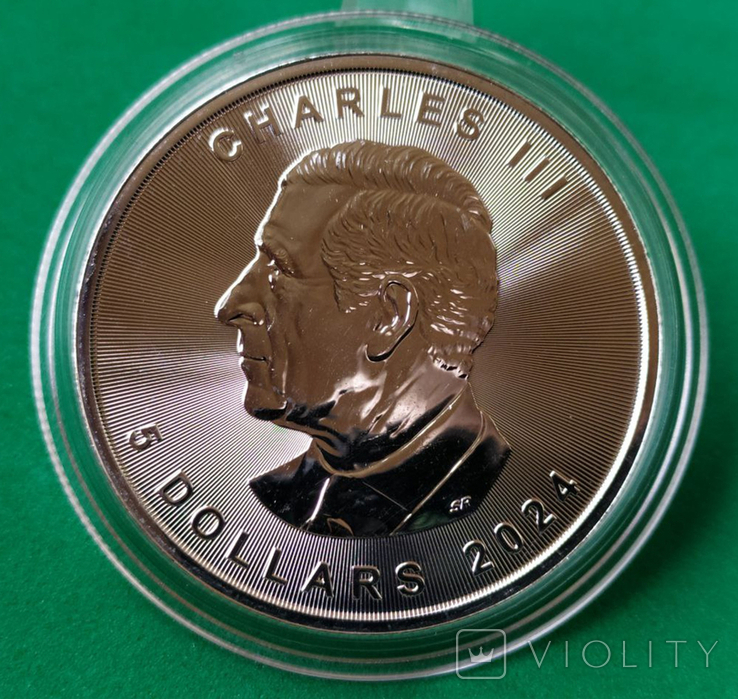 Канадский Кленовый Лист 2024. 5 Долларов. Серебро 999 (2), фото №2