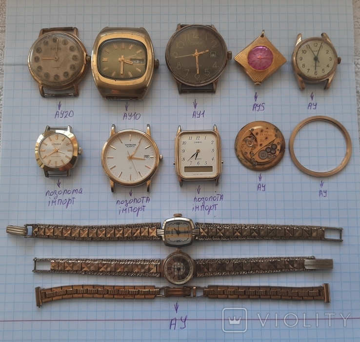 Позолочені годинники АУ, фото №2