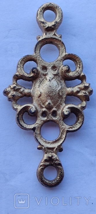 Старинная чугунная накладка в позолоте ( элемент декора )., фото №6