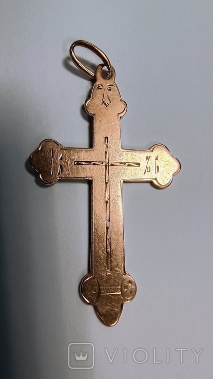 Старовинний золотий хрестик ,56 проби з клеймом ,вага 2.9, фото №2