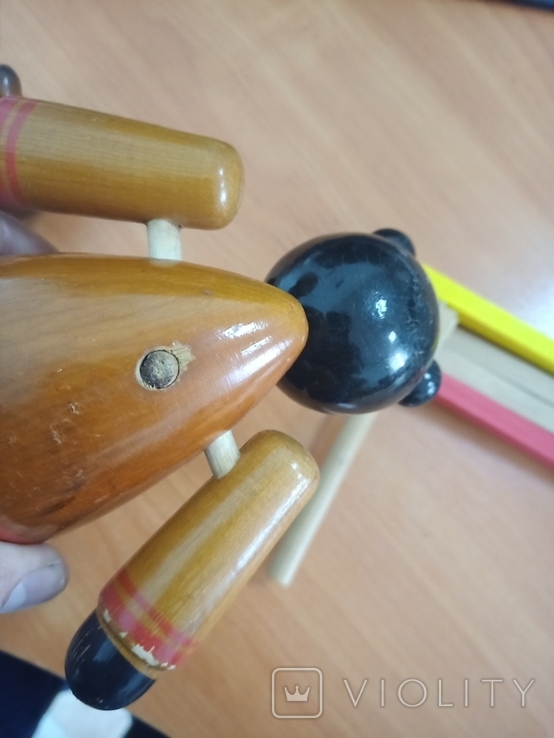 Деревяные игрушки СССР: два медведя и трещетка, фото №4