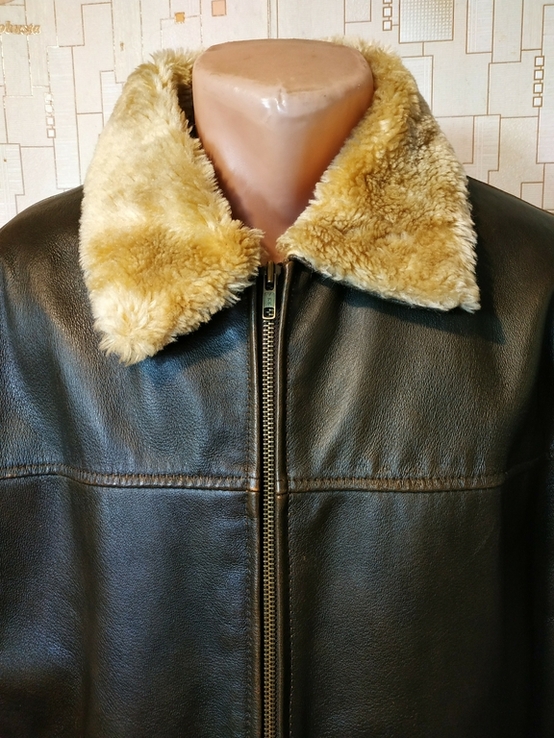 Куртка чоловіча шкіряна на овчині модель натівської В-3 LEATHER p-p S, фото №4