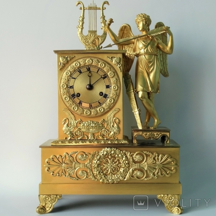Бронзовий камінний годинник початку XIX століття в стилі ампір, фото №2