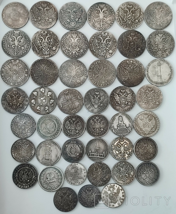 Набор копий из 45 посеребрённые монет старой России, фото №3