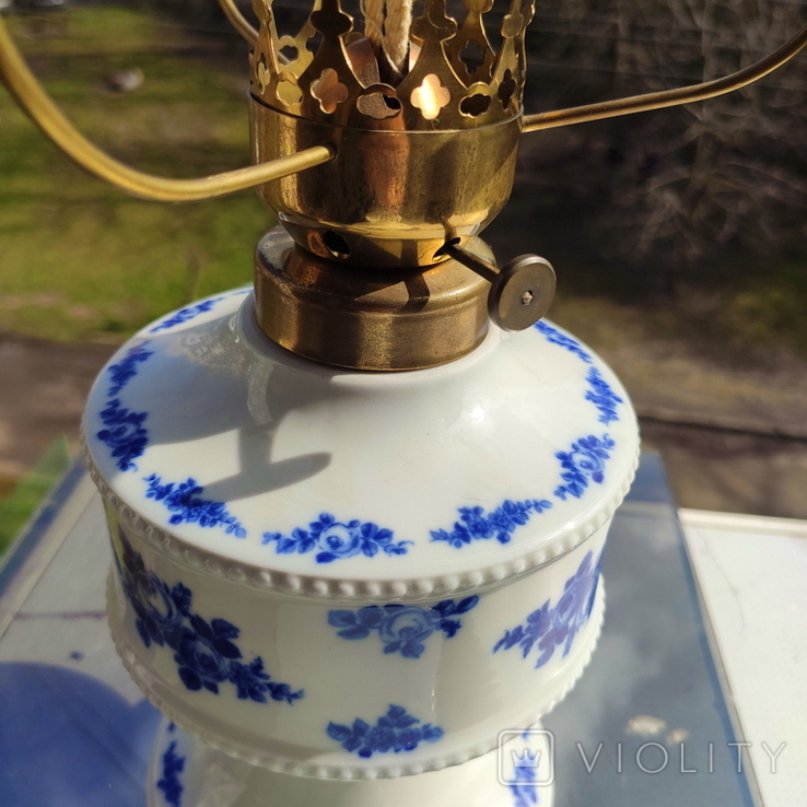 Керосиновая лампа фарфор германия 39 см кобальт 1764 wallendorf, фото №5