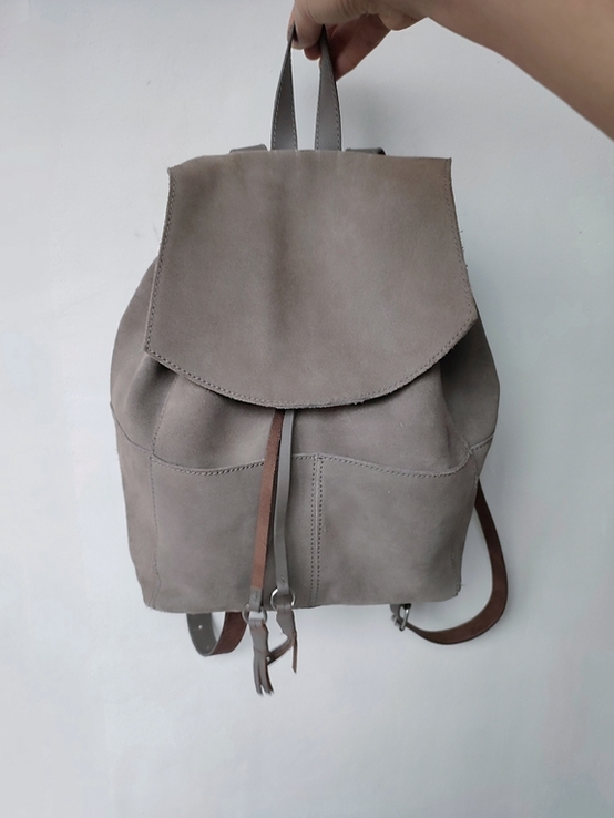Шкіряний рюкзак з натуральної замші бренду Mint &amp; Berry, numer zdjęcia 3