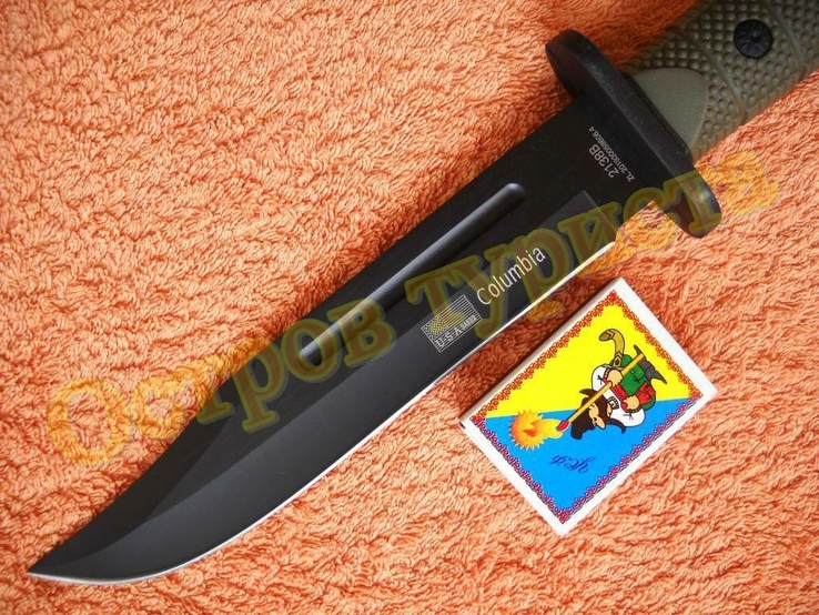 Нож охотничий туристический Columbia 2138B с пластиковым чехлом зеленый 30см, numer zdjęcia 5